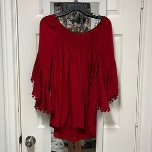 Red Flowy Blouse